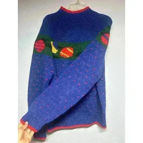 Vtg BROOKS BROTHERS 100% Wool Sweater Size Medium Christmas Bow Ornaments Xmas - Picture 8 of 9